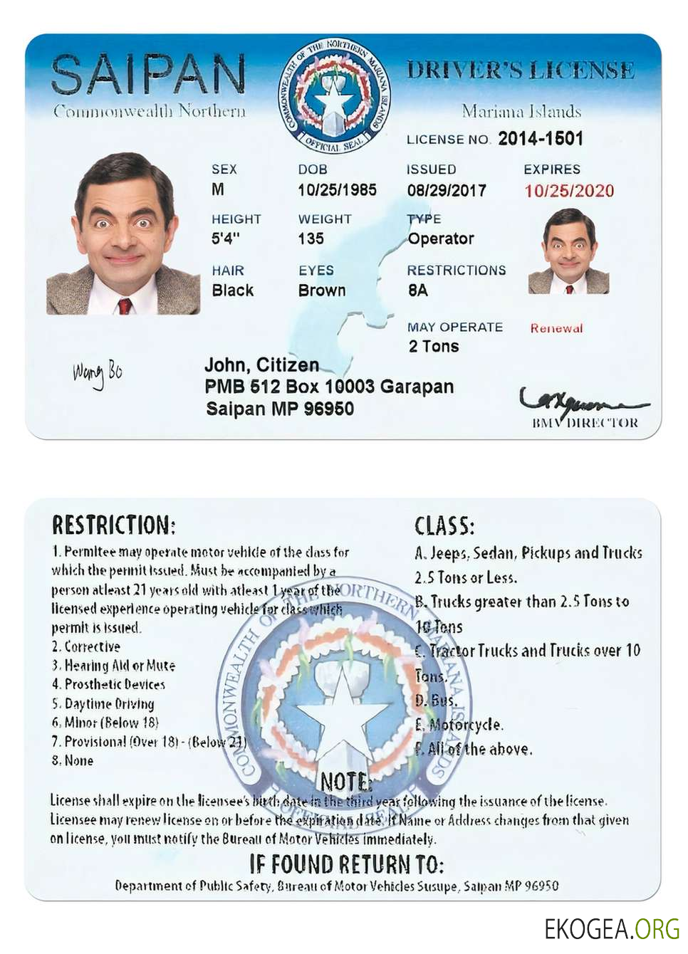 NORTHERN MARIANA ISLANDS Saipan driving license